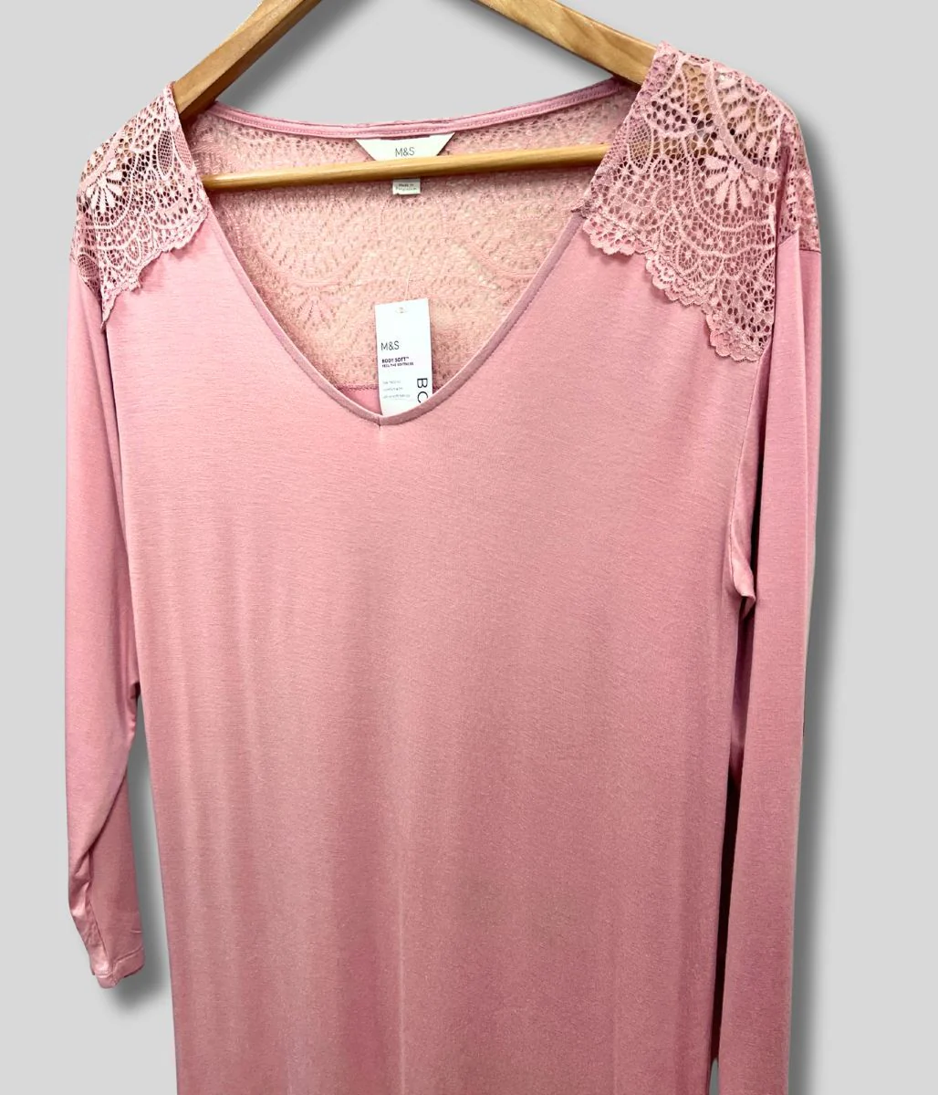 Antique Rose Lace Insert Nightdress - Image 3