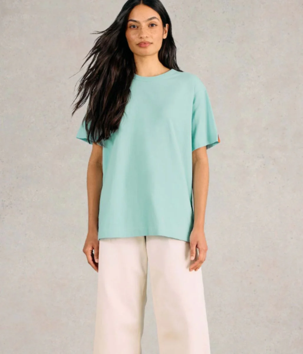 Aqua Cotton Relaxed Graphic T Shirt - Image 2
