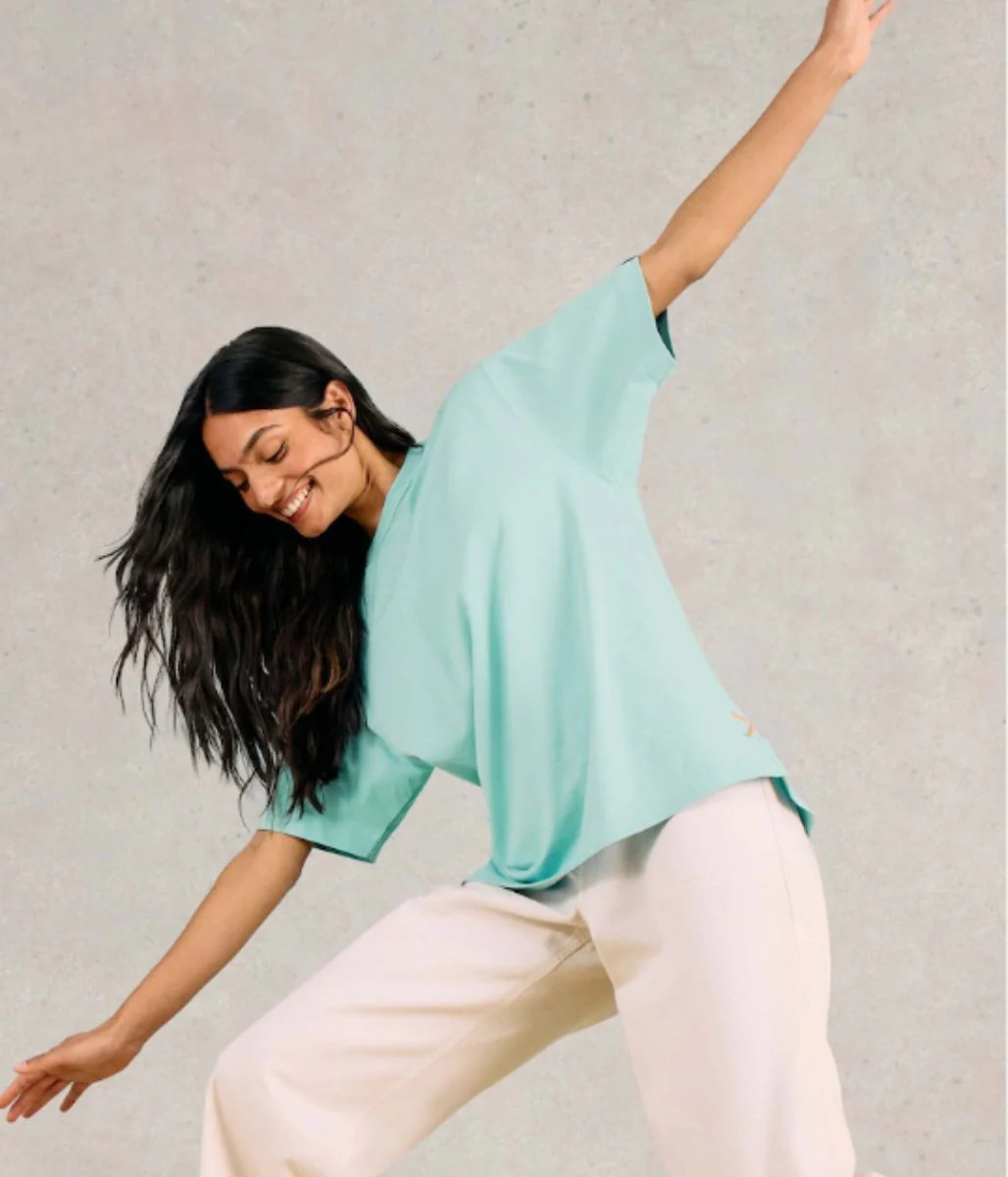 Aqua Cotton Relaxed Graphic T Shirt - Image 3