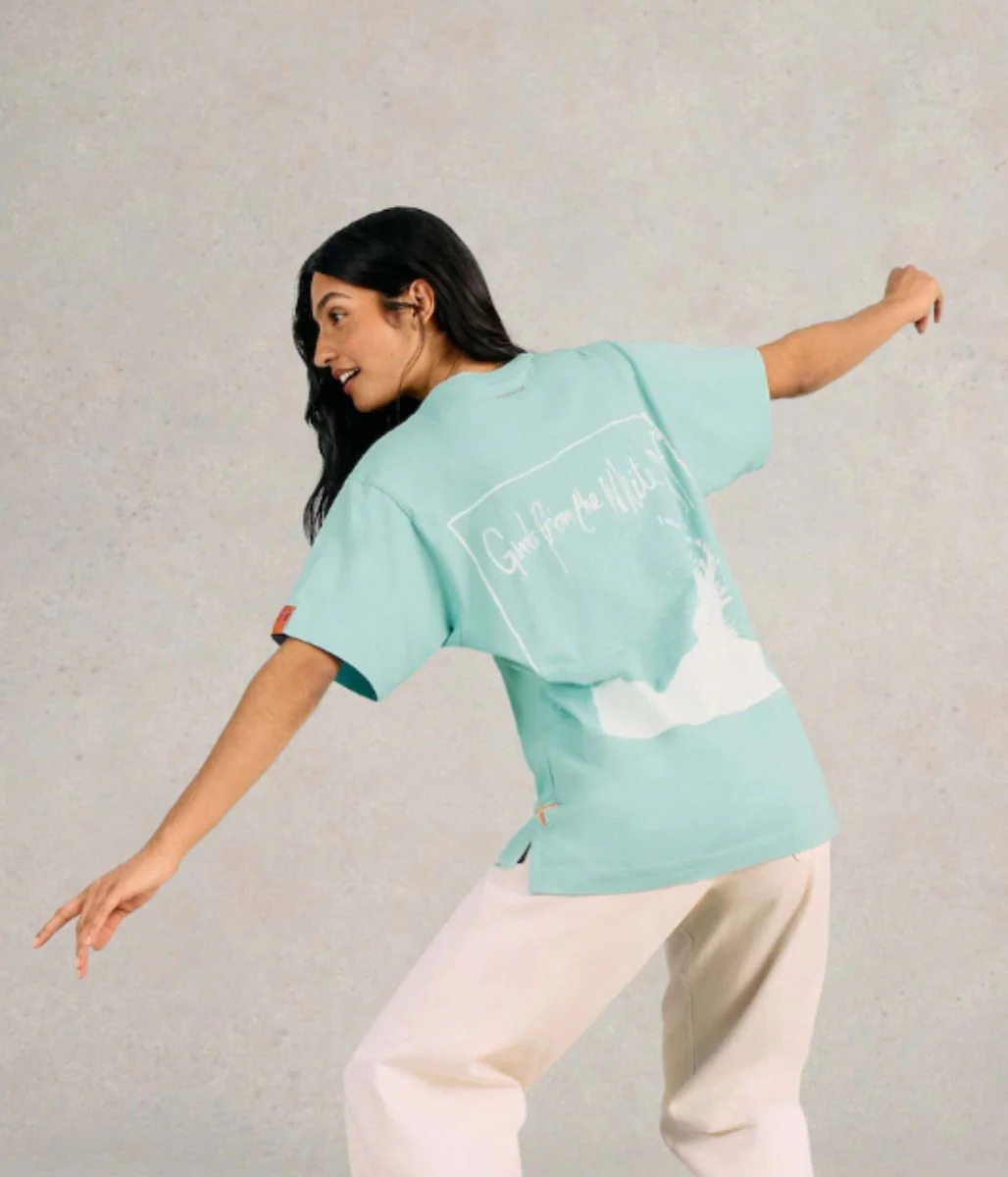 Aqua Cotton Relaxed Graphic T Shirt - Image 4
