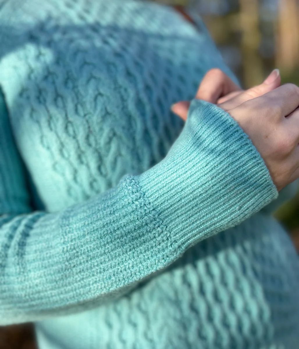 Aqua Funnel Neck Cable Knit Jumper - Image 8