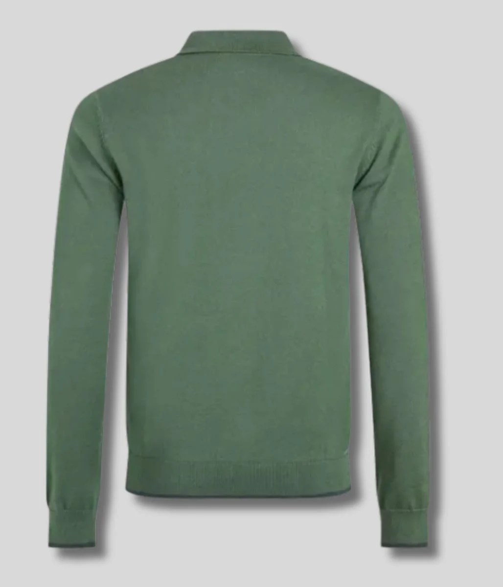 Green Alden Long Sleeve Knitted Polo - Image 5