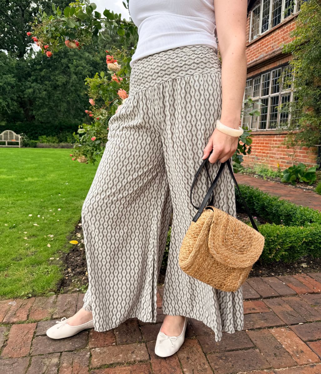 Beige Mandala Wide Leg Palazzo Trousers - Image 4