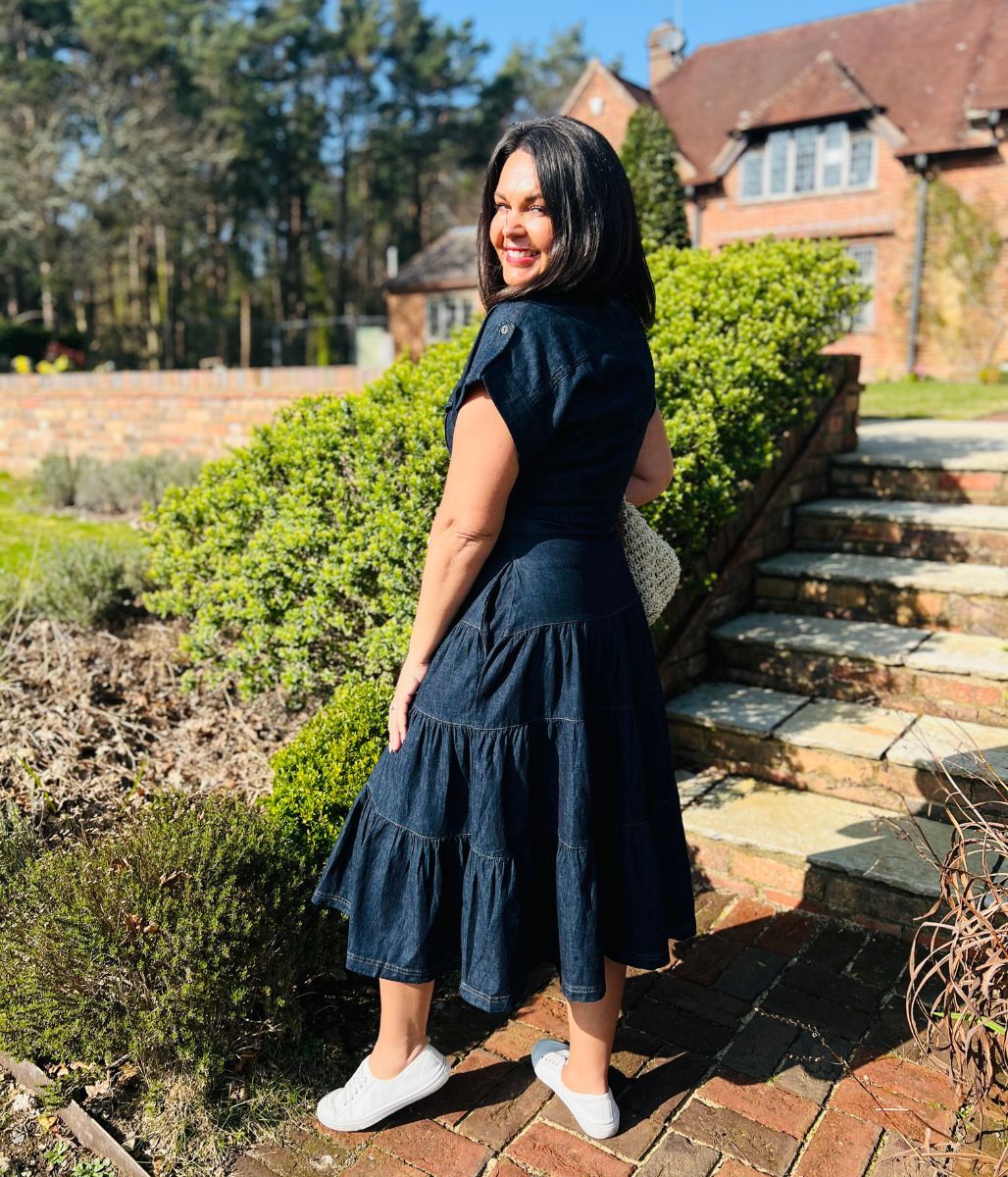 Belted Denim Tiered Shirt Dress - Image 11