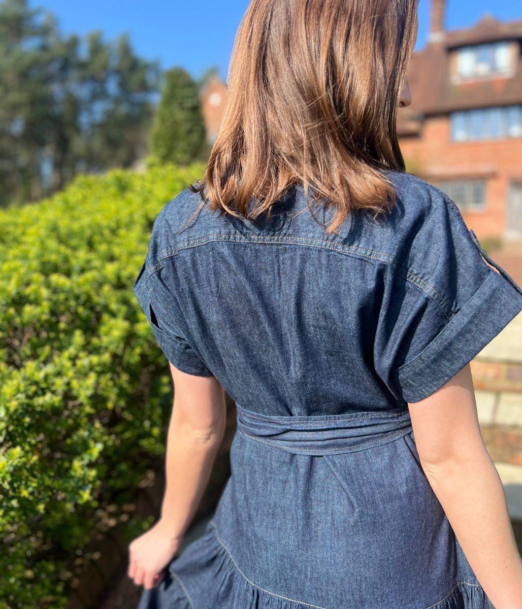 Belted Denim Tiered Shirt Dress - Image 12