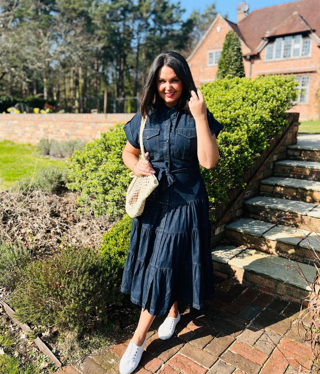 Belted Denim Tiered Shirt Dress - Image 13
