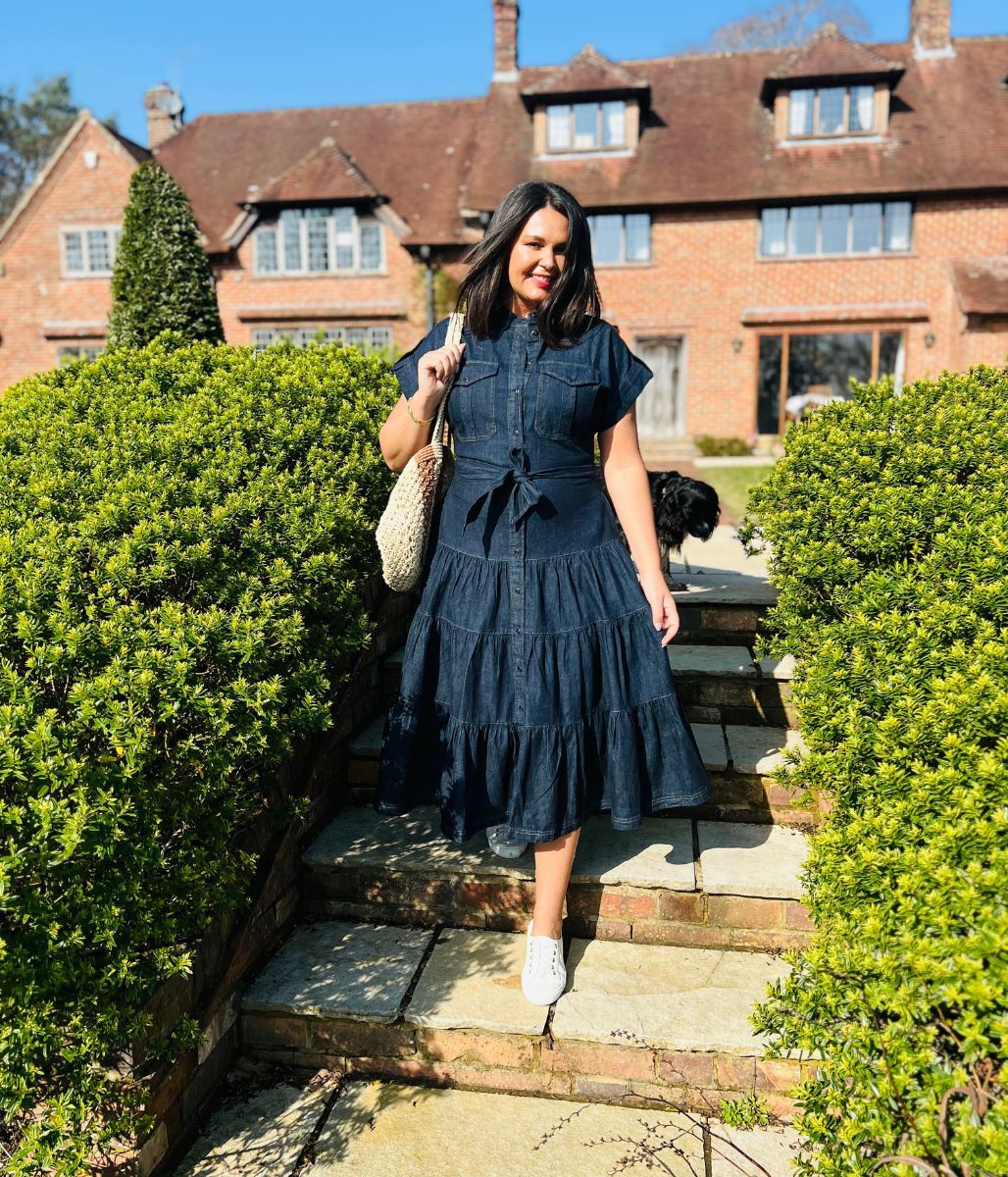 Belted Denim Tiered Shirt Dress - Image 14