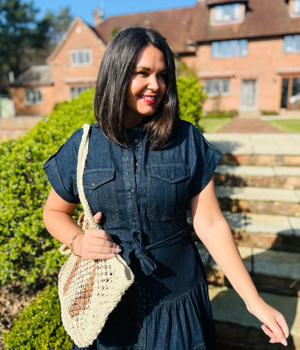 Belted Denim Tiered Shirt Dress - Image 7