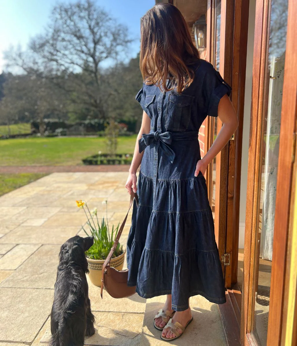 Belted Denim Tiered Shirt Dress - Image 9