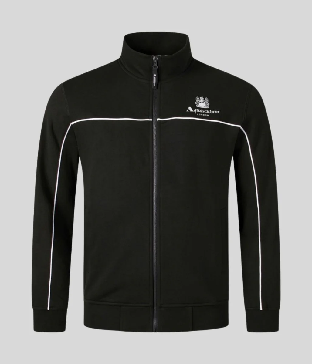 Black Aquascutum Active Piping Mock Neck Track Top