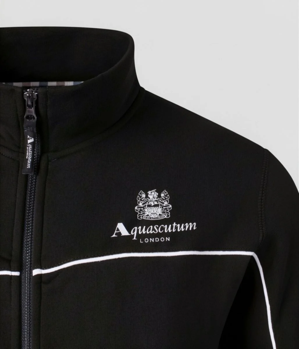 Black Aquascutum Active Piping Mock Neck Track Top - Image 2
