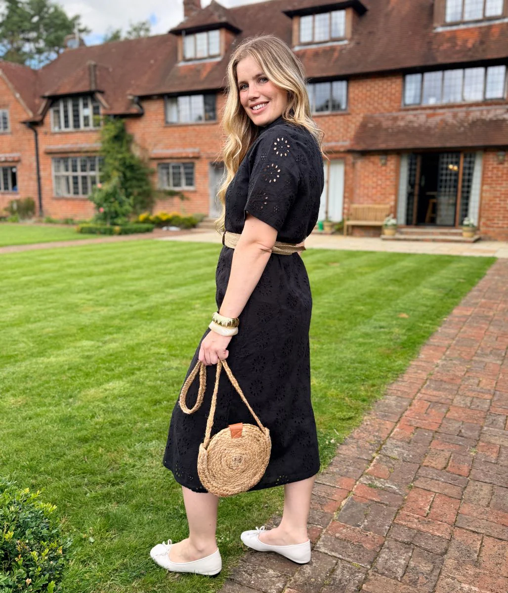 Black Belted Broderie Anglaise Shirt Dress - Image 4