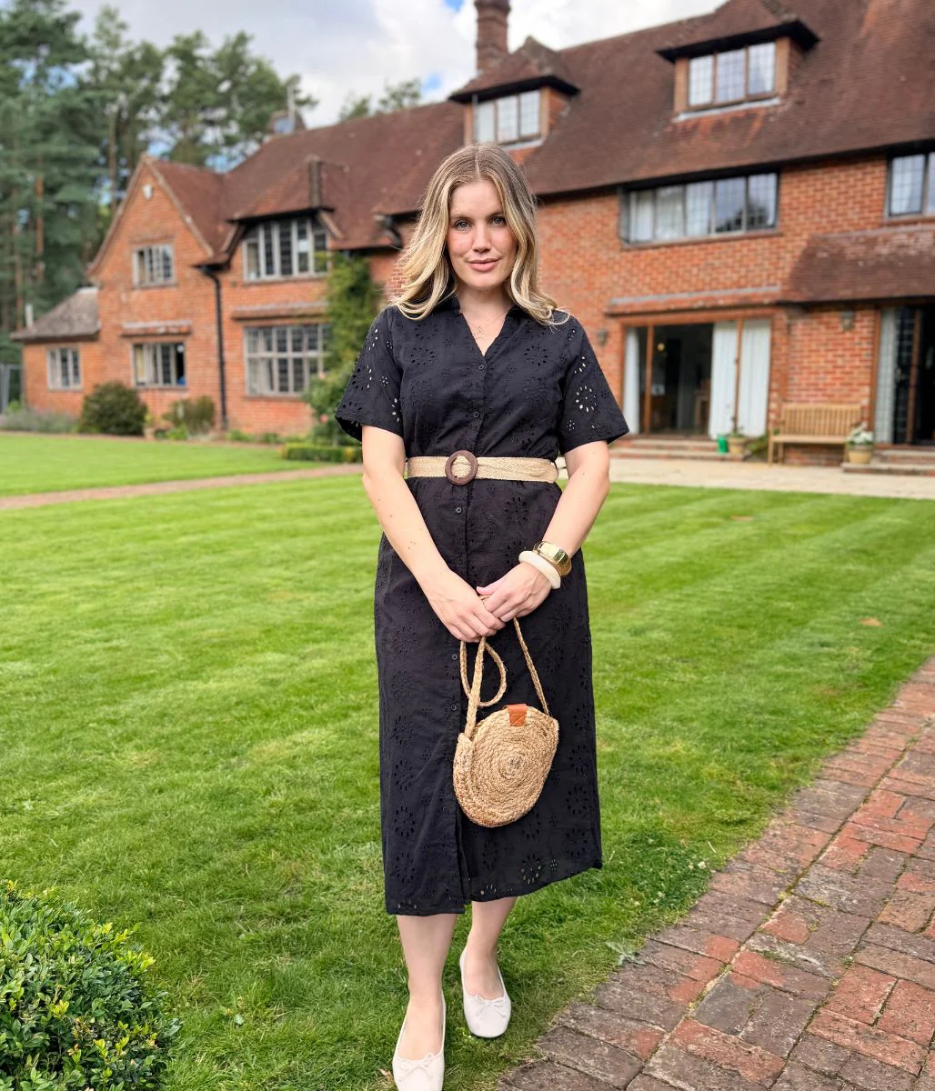 Black Belted Broderie Anglaise Shirt Dress - Image 5