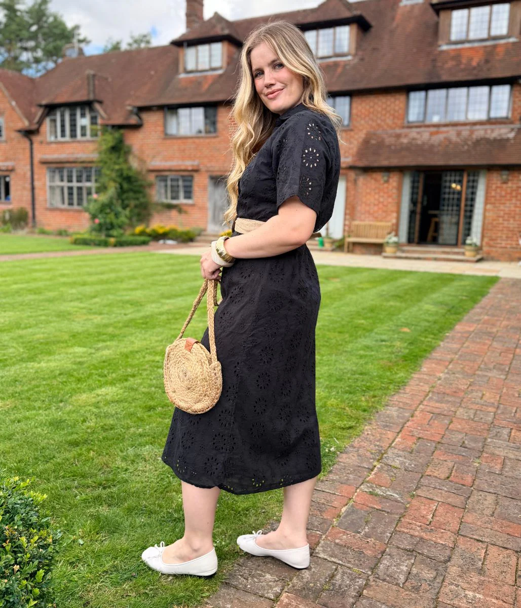 Black Belted Broderie Anglaise Shirt Dress - Image 6