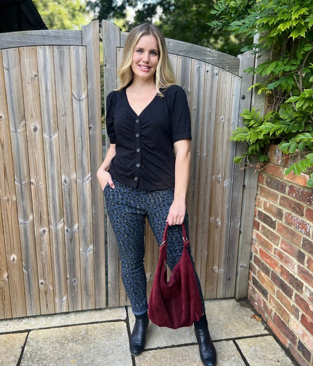 Black Button Through Ruched Top - Image 4