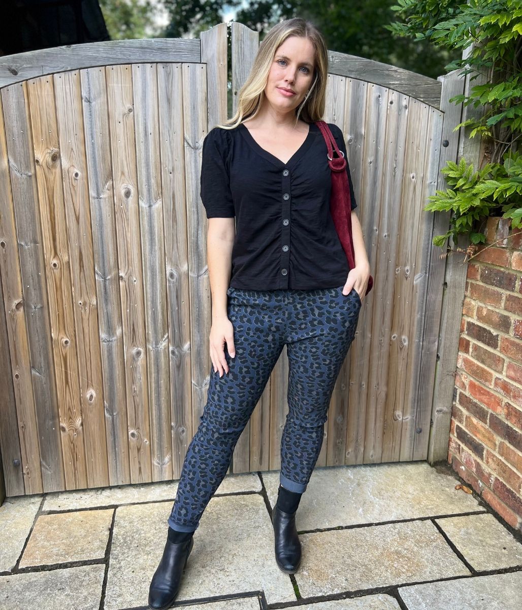 Black Button Through Ruched Top - Image 5