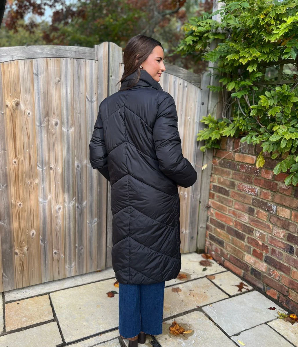 Black Bybomina Long Puffer Padded Coat - Image 3