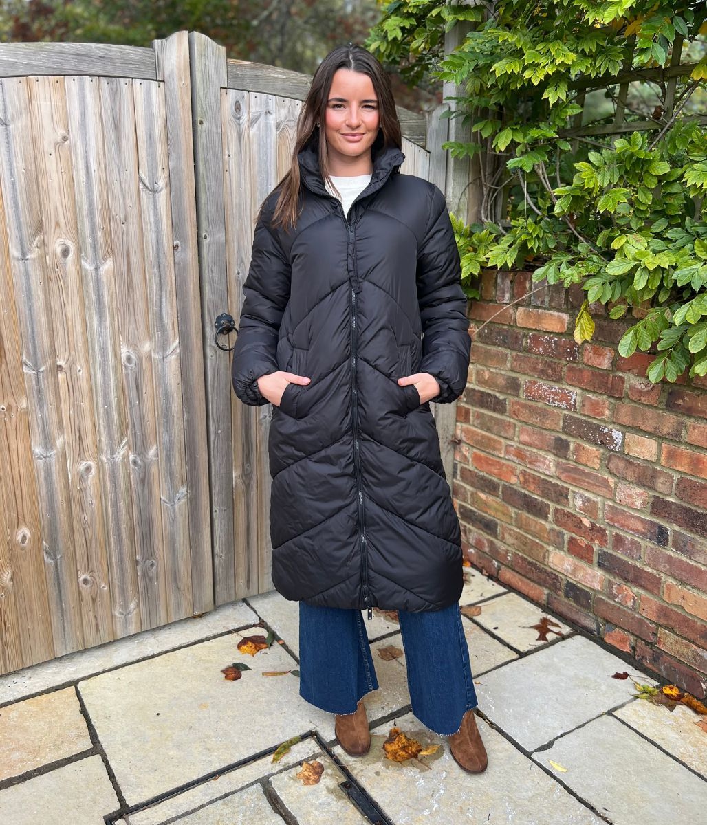 Black Bybomina Long Puffer Padded Coat - Image 5