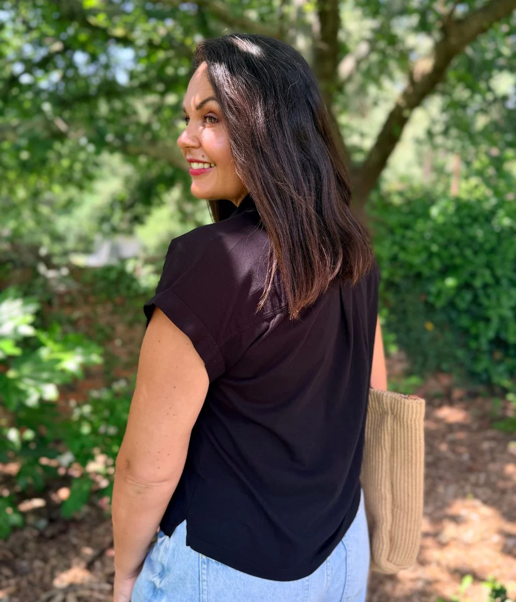 Black Cap Sleeve Shirt - Image 2
