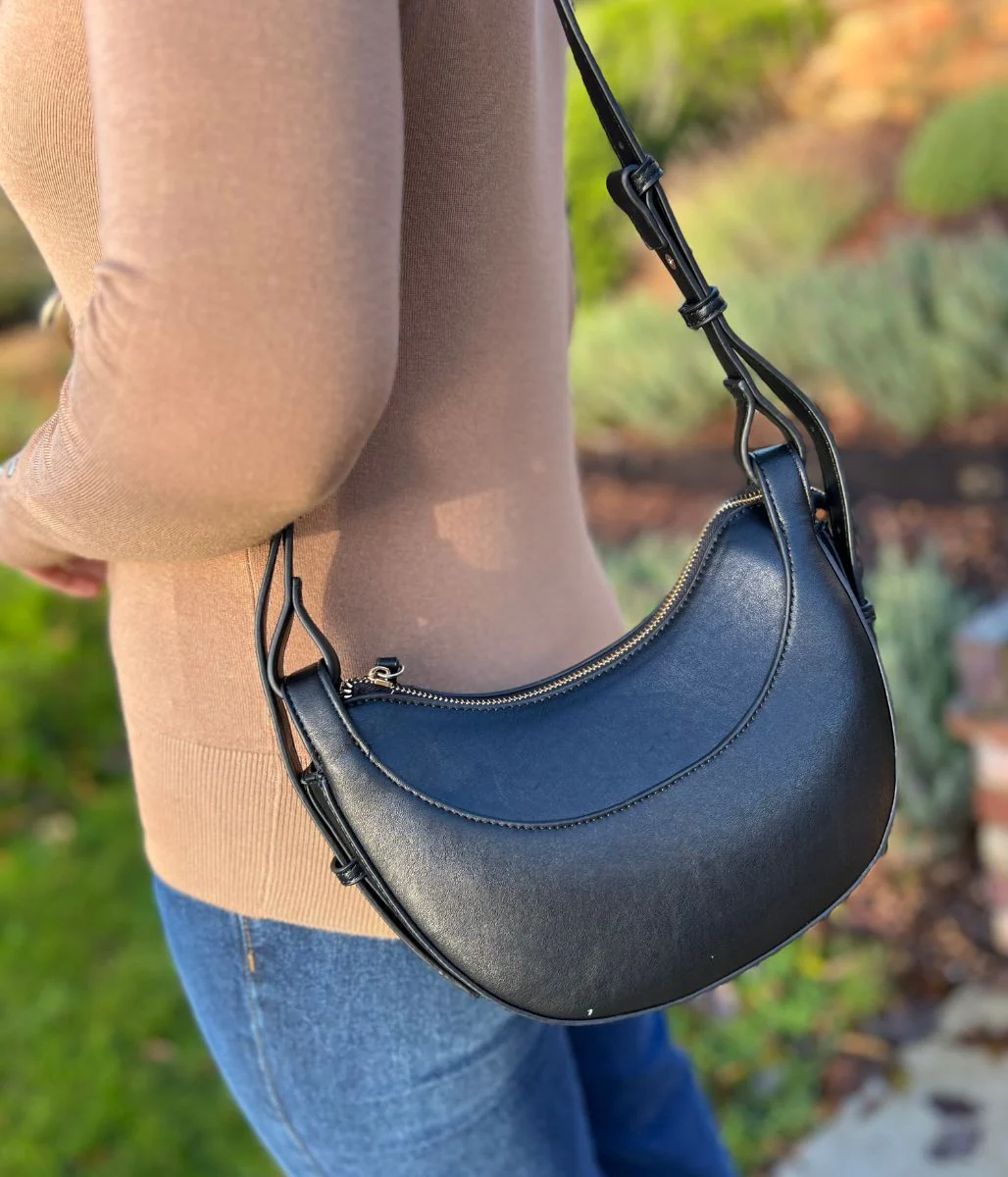 Black Cassie Crescent Bag - Image 4