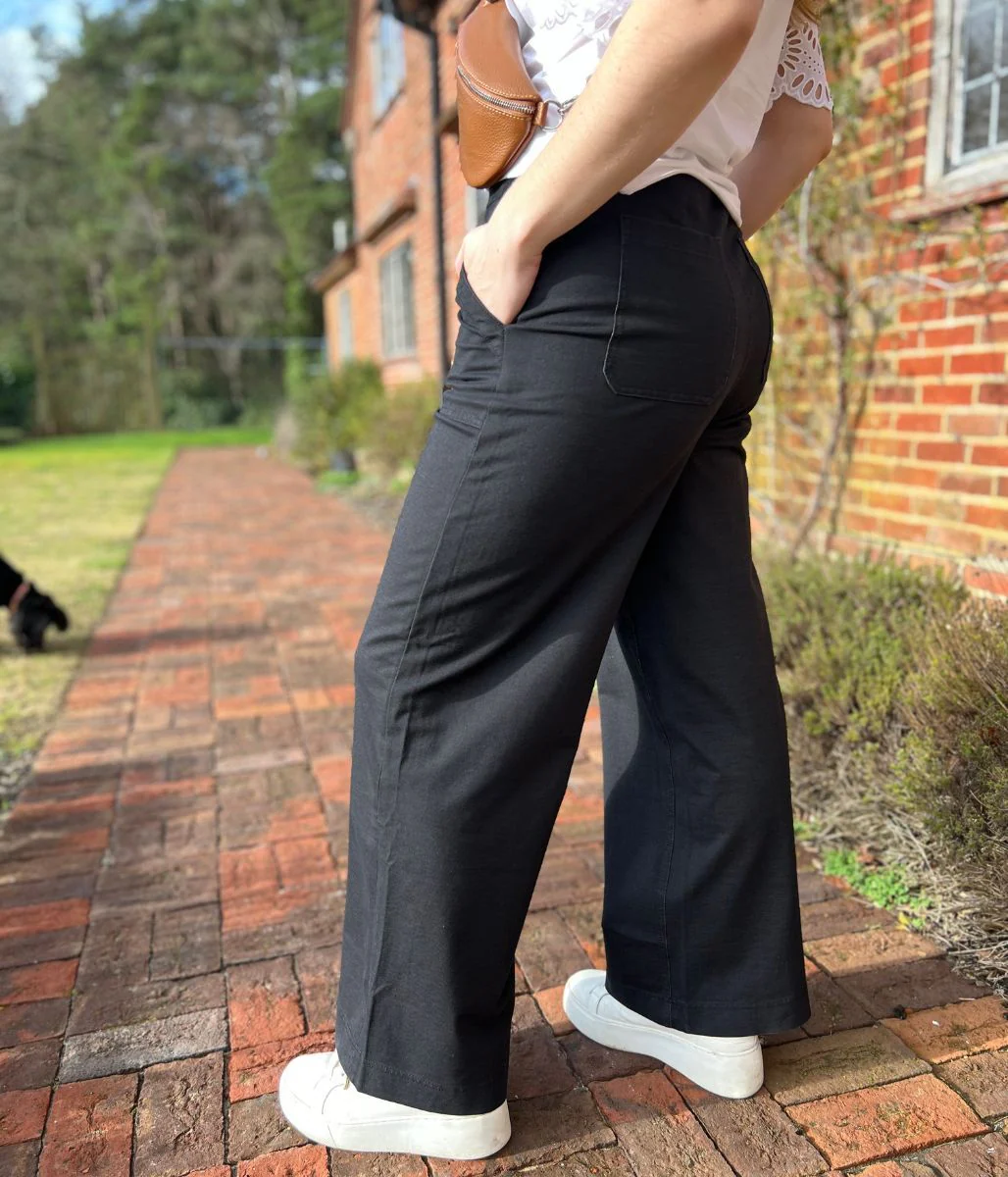 Black Casual Wide Leg Trousers - Image 6