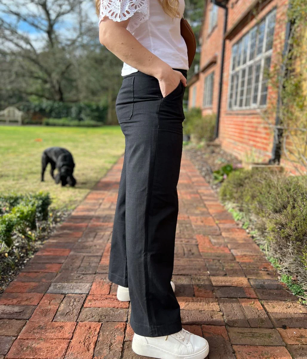 Black Casual Wide Leg Trousers - Image 8