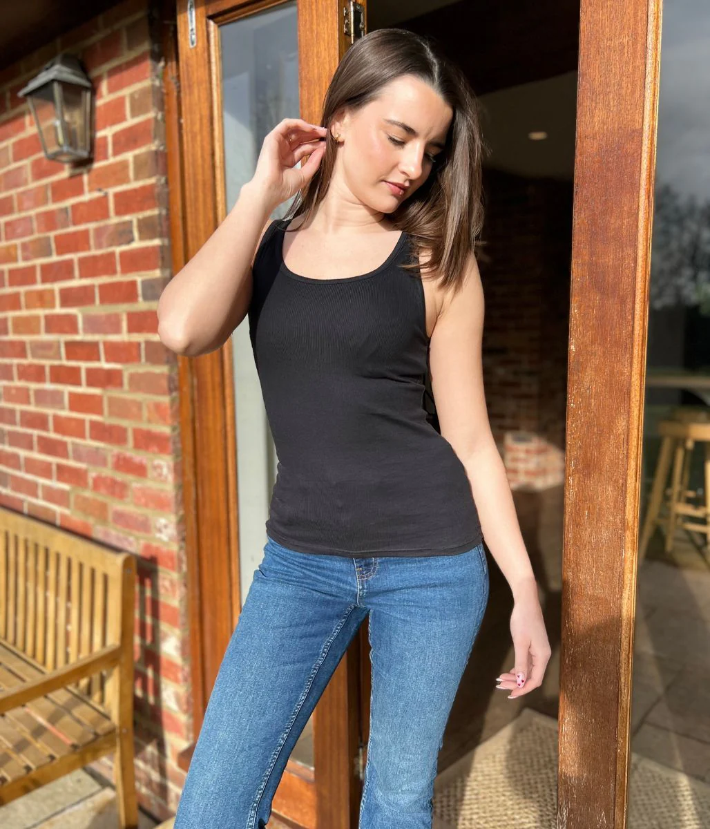 Black Cotton Rich Secret Support Vest Top - Image 2