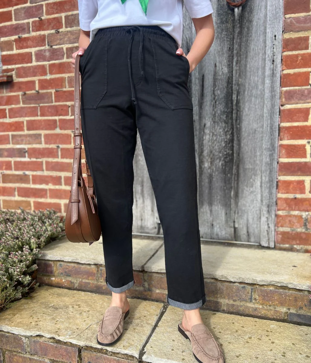 Black Cotton Rich Straight Leg Jogger Trousers - Image 2