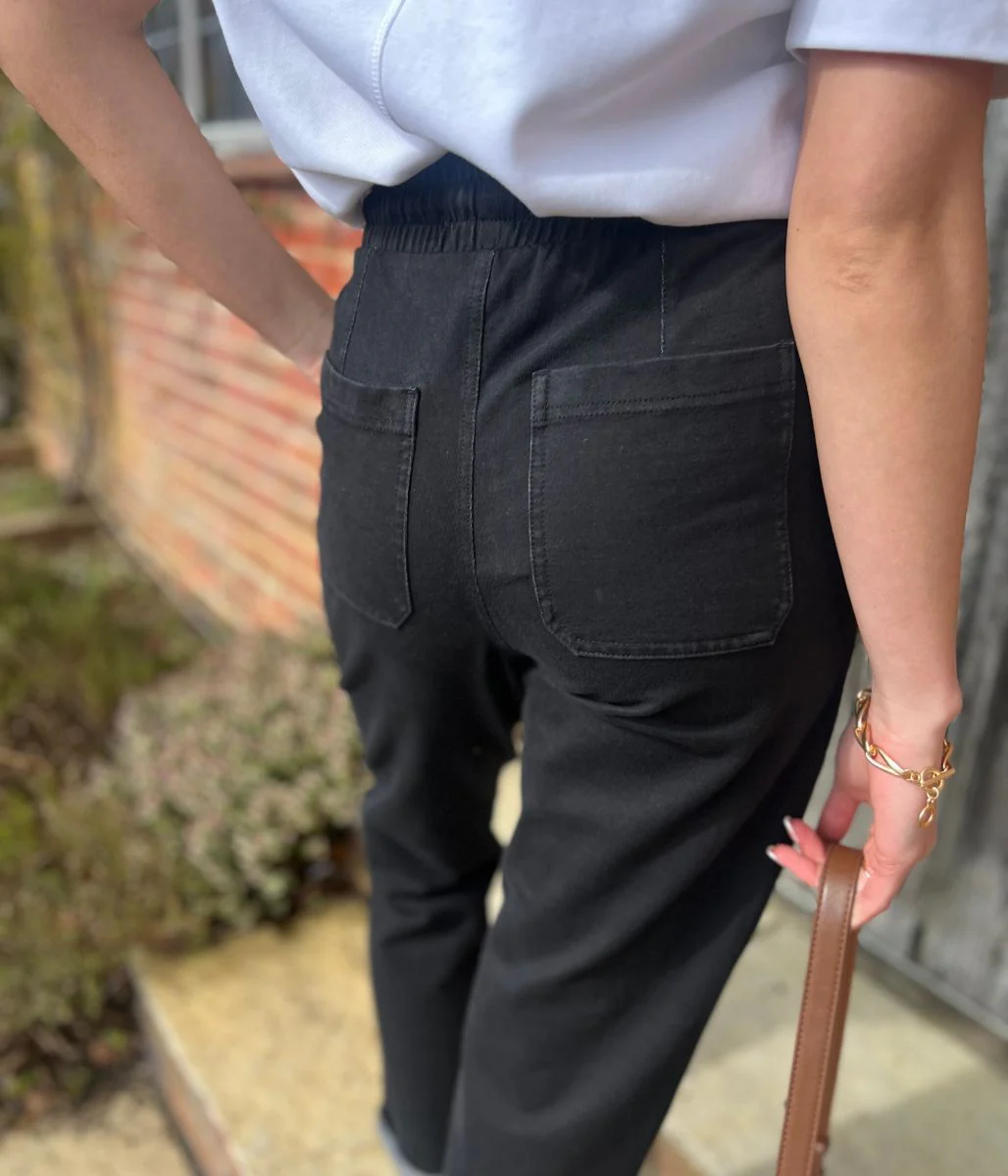 Black Cotton Rich Straight Leg Jogger Trousers - Image 4