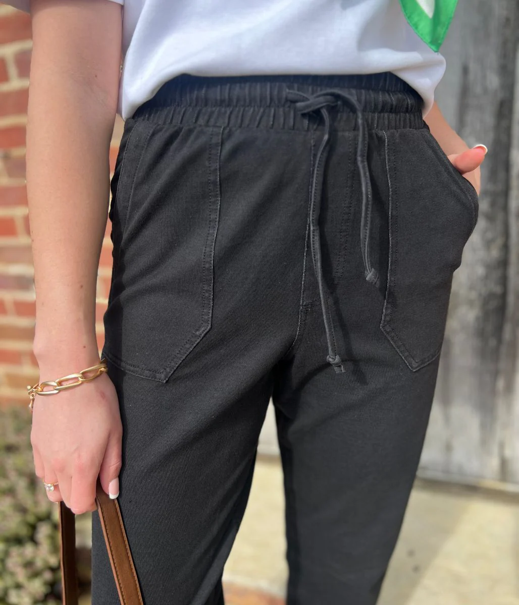 Black Cotton Rich Straight Leg Jogger Trousers - Image 5