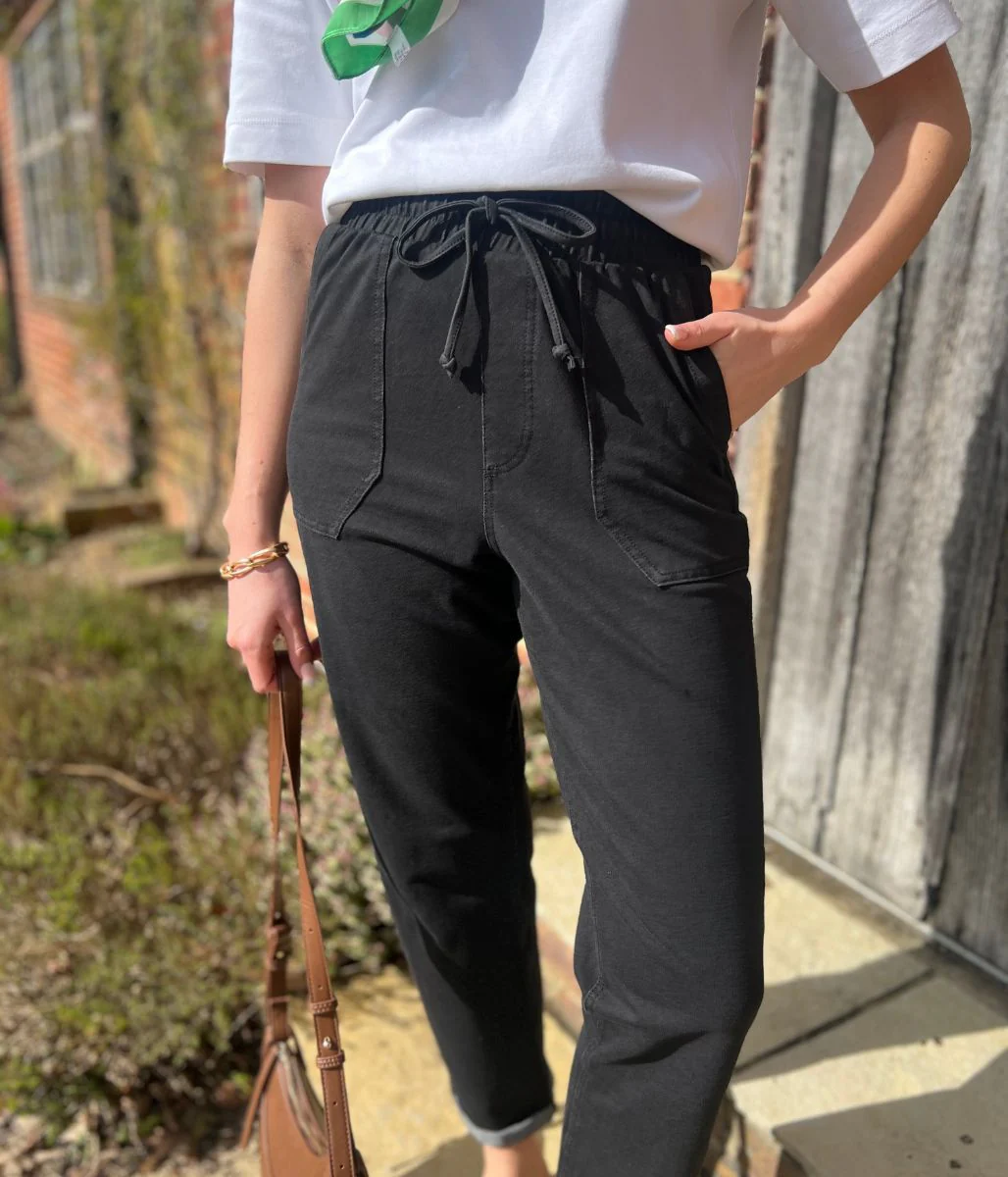 Black Cotton Rich Straight Leg Jogger Trousers - Image 7