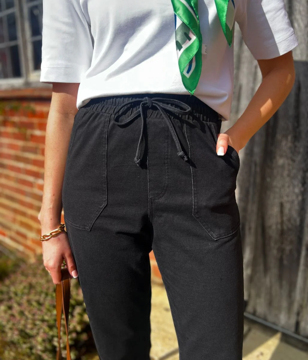 Black Cotton Rich Straight Leg Jogger Trousers - Image 8