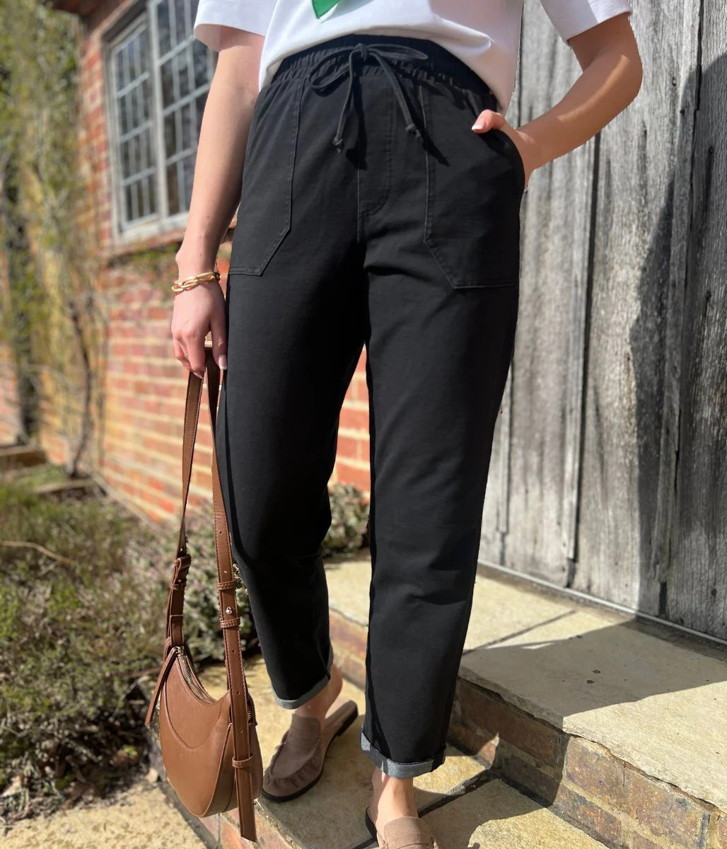 Black Cotton Rich Straight Leg Jogger Trousers - Image 9