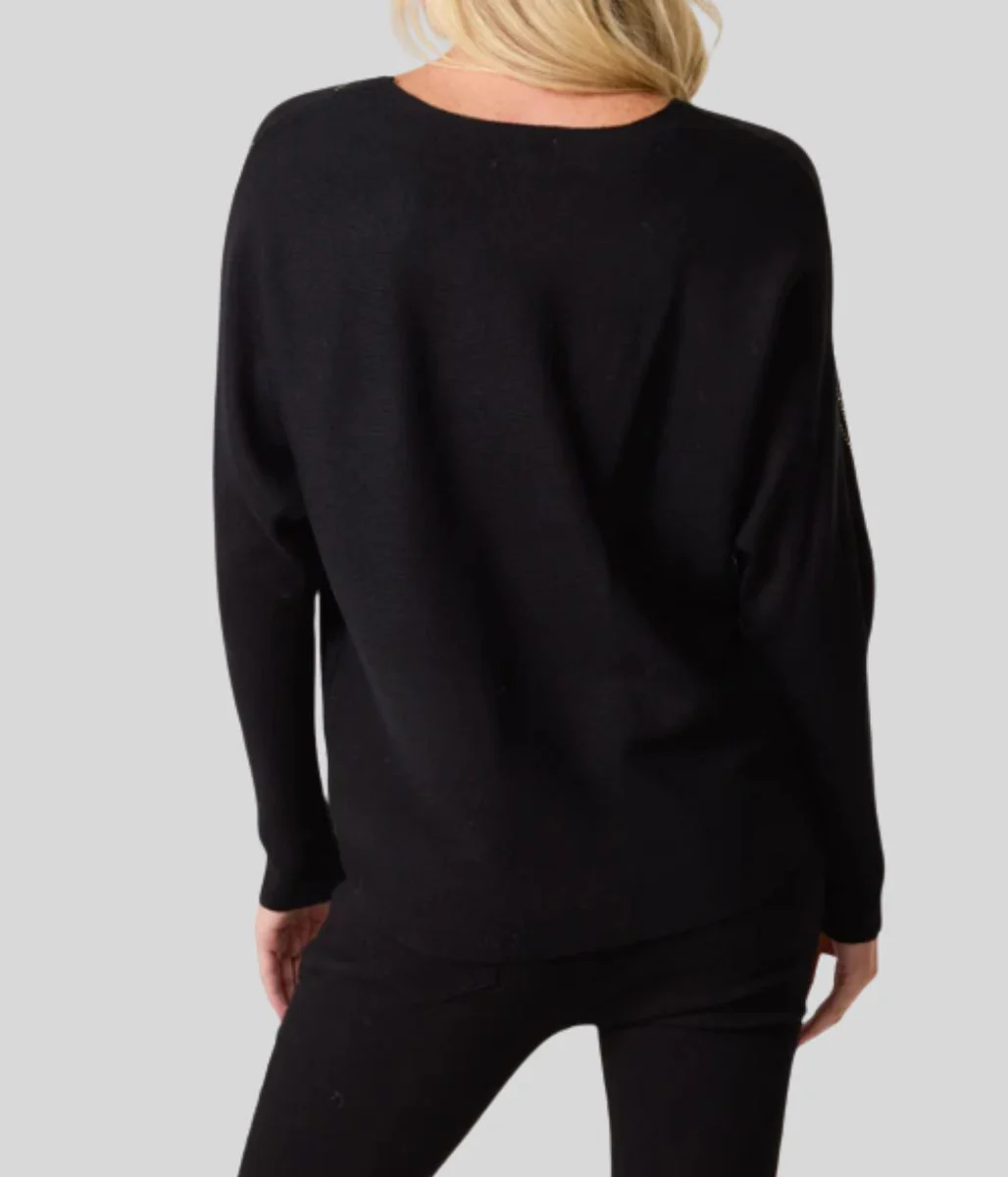 Black Sparkle Diamante Swirl Fine Knit Jumper - Image 8