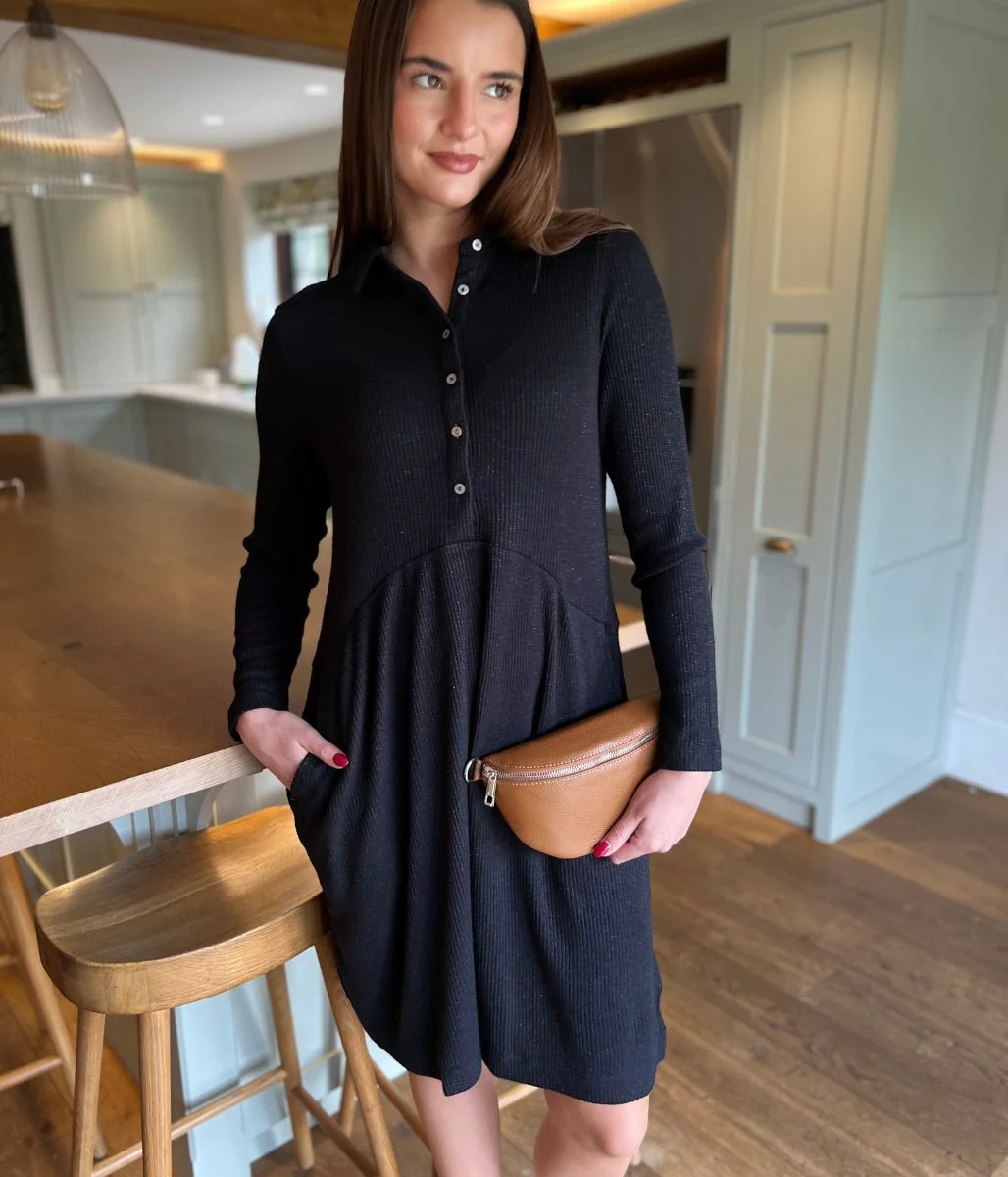 Black Everly Sparkle Jersey Dress - Image 15