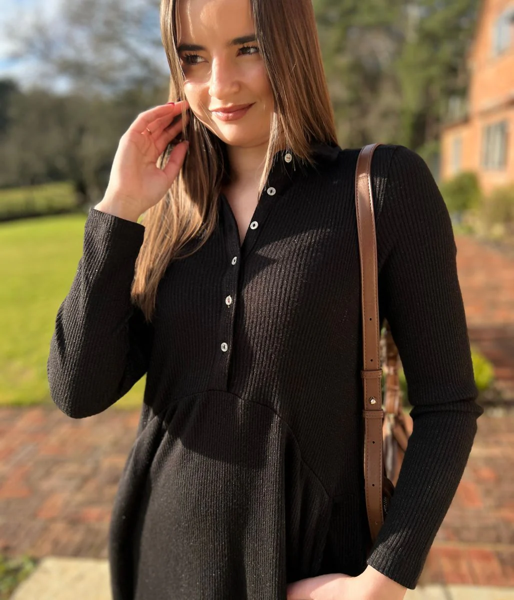 Black Everly Sparkle Jersey Dress - Image 7