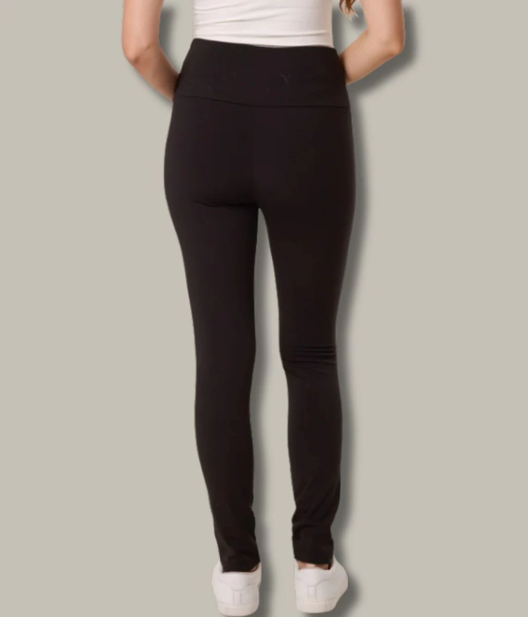 Black Fleece Lined Wide Waistband Leggings - Image 3