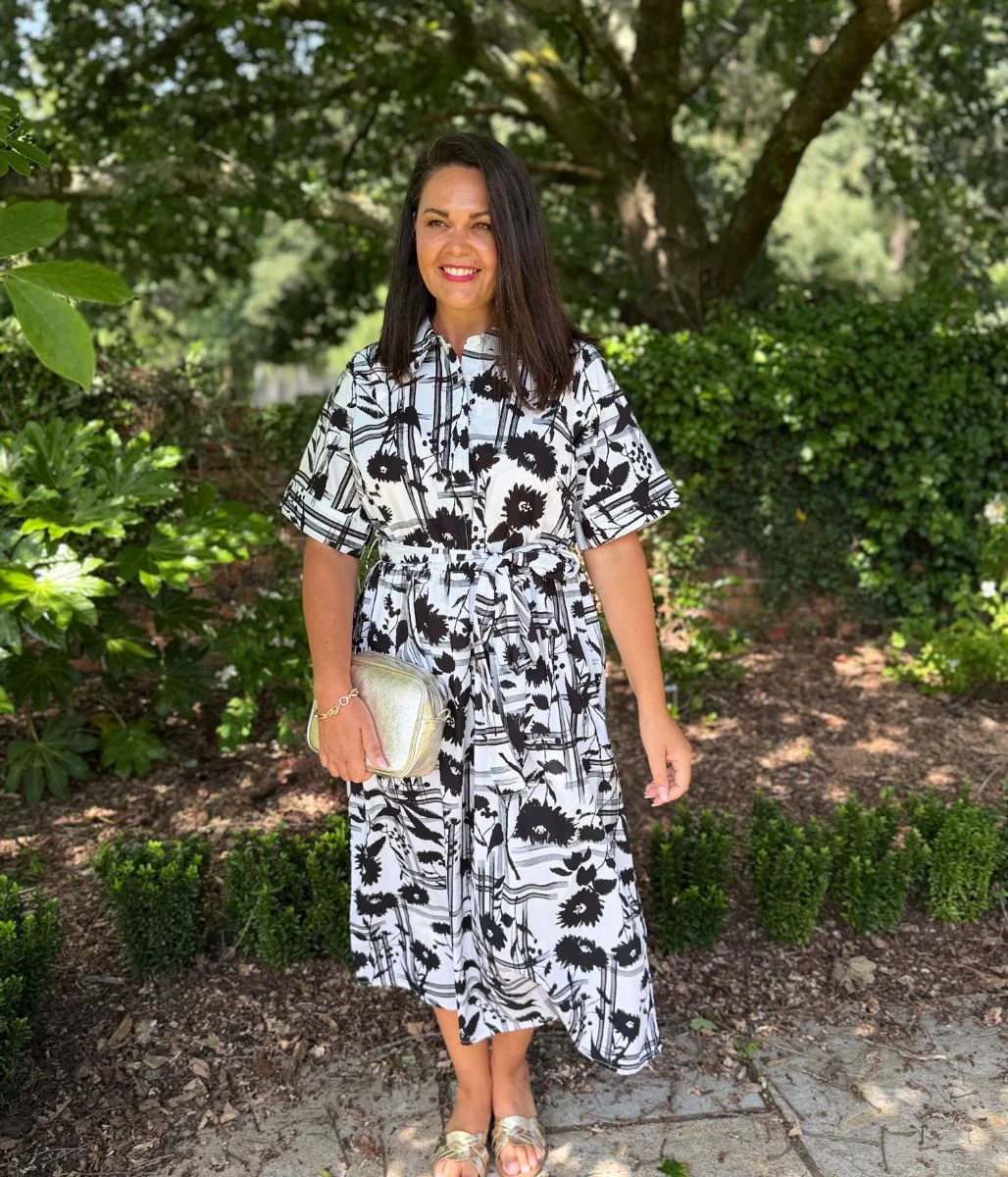 Black Floral Midi Shirt Dress - Image 3
