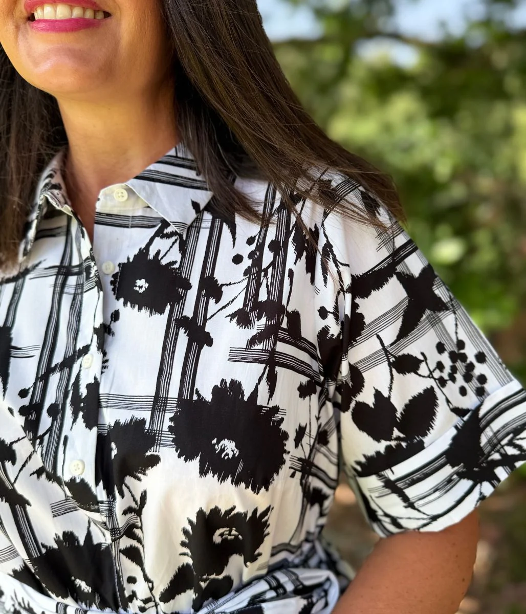 Black Floral Midi Shirt Dress - Image 4