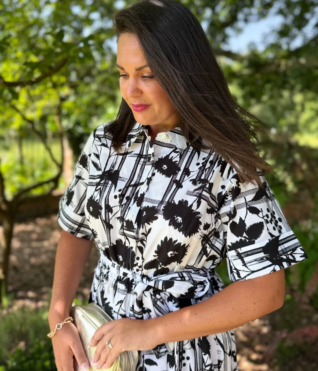 Black Floral Midi Shirt Dress - Image 5