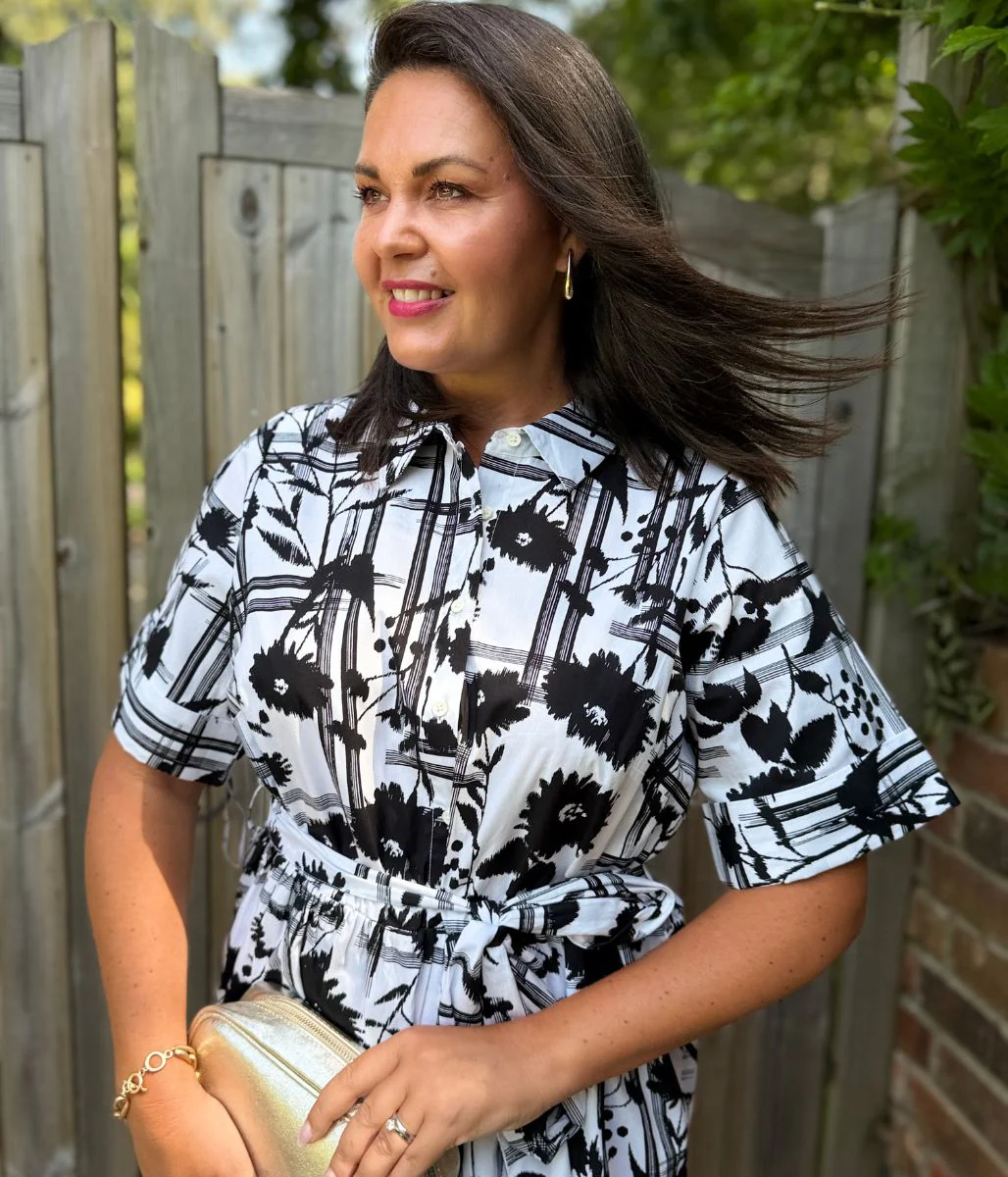 Black Floral Midi Shirt Dress - Image 6