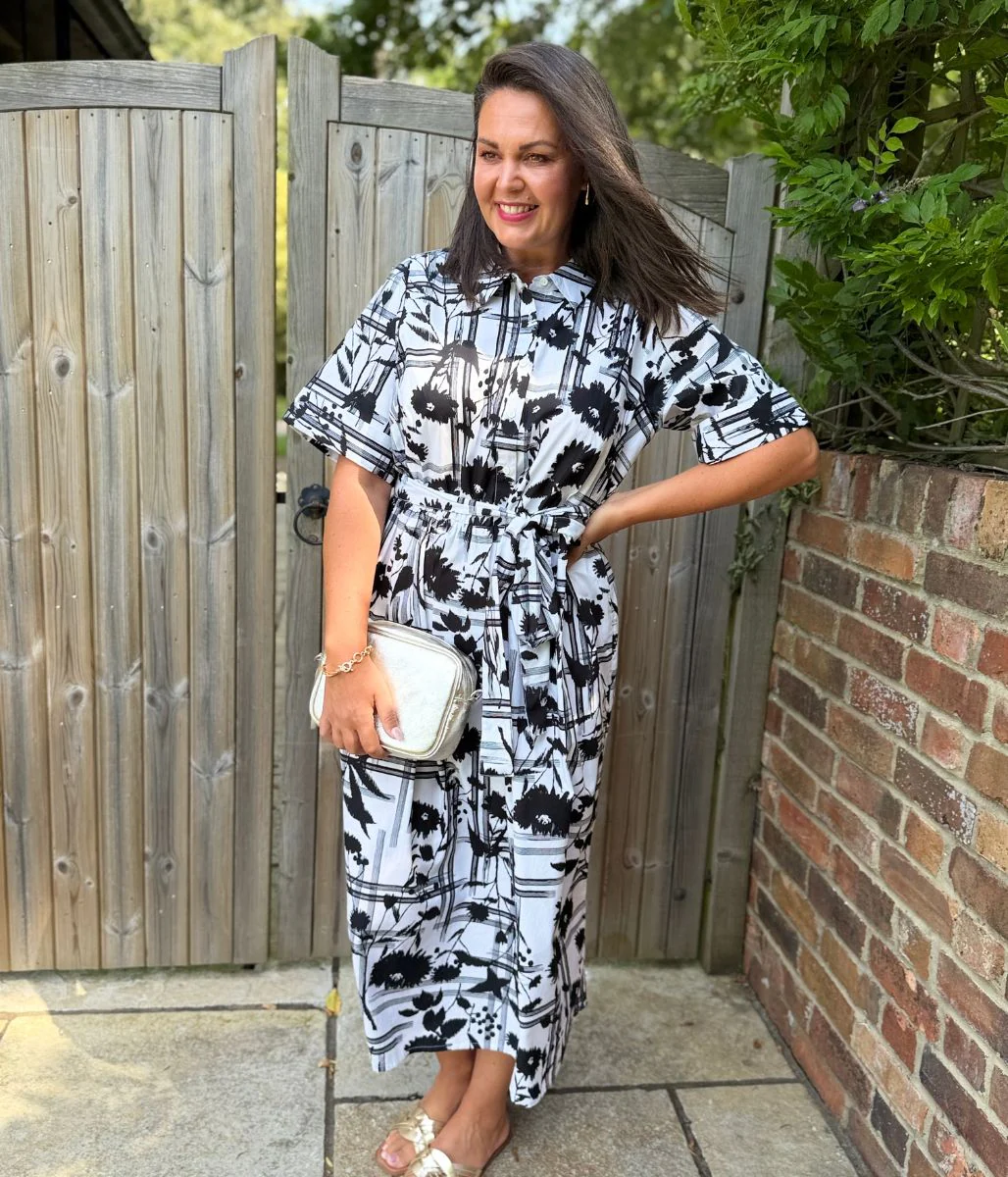 Black Floral Midi Shirt Dress - Image 7
