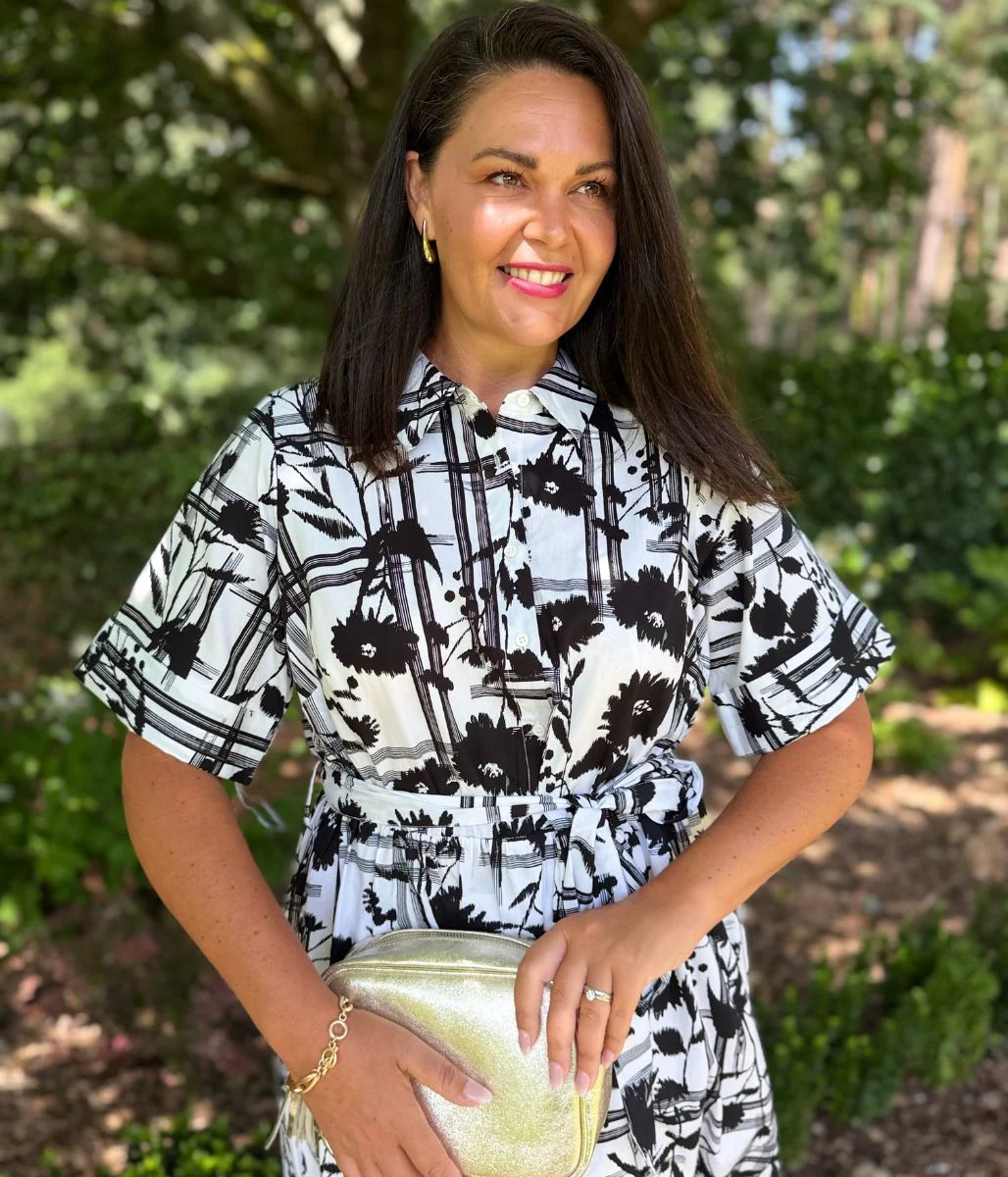 Black Floral Midi Shirt Dress - Image 8