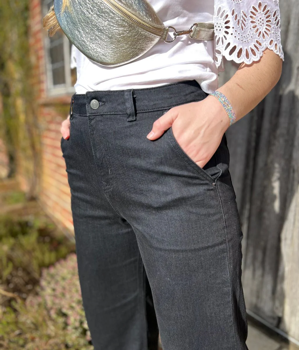Black High Rise Wide Leg Jeans - Image 4