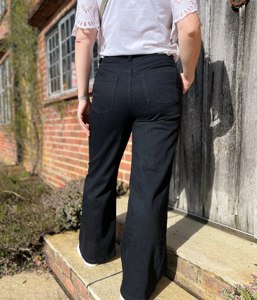 Black High Rise Wide Leg Jeans - Image 5
