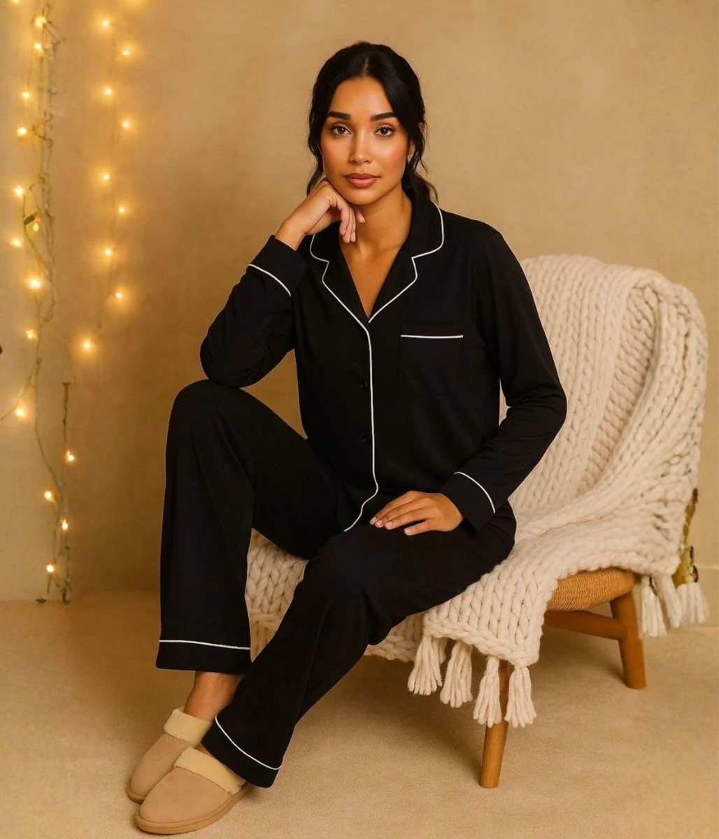 Black Jersey Pyjama Set