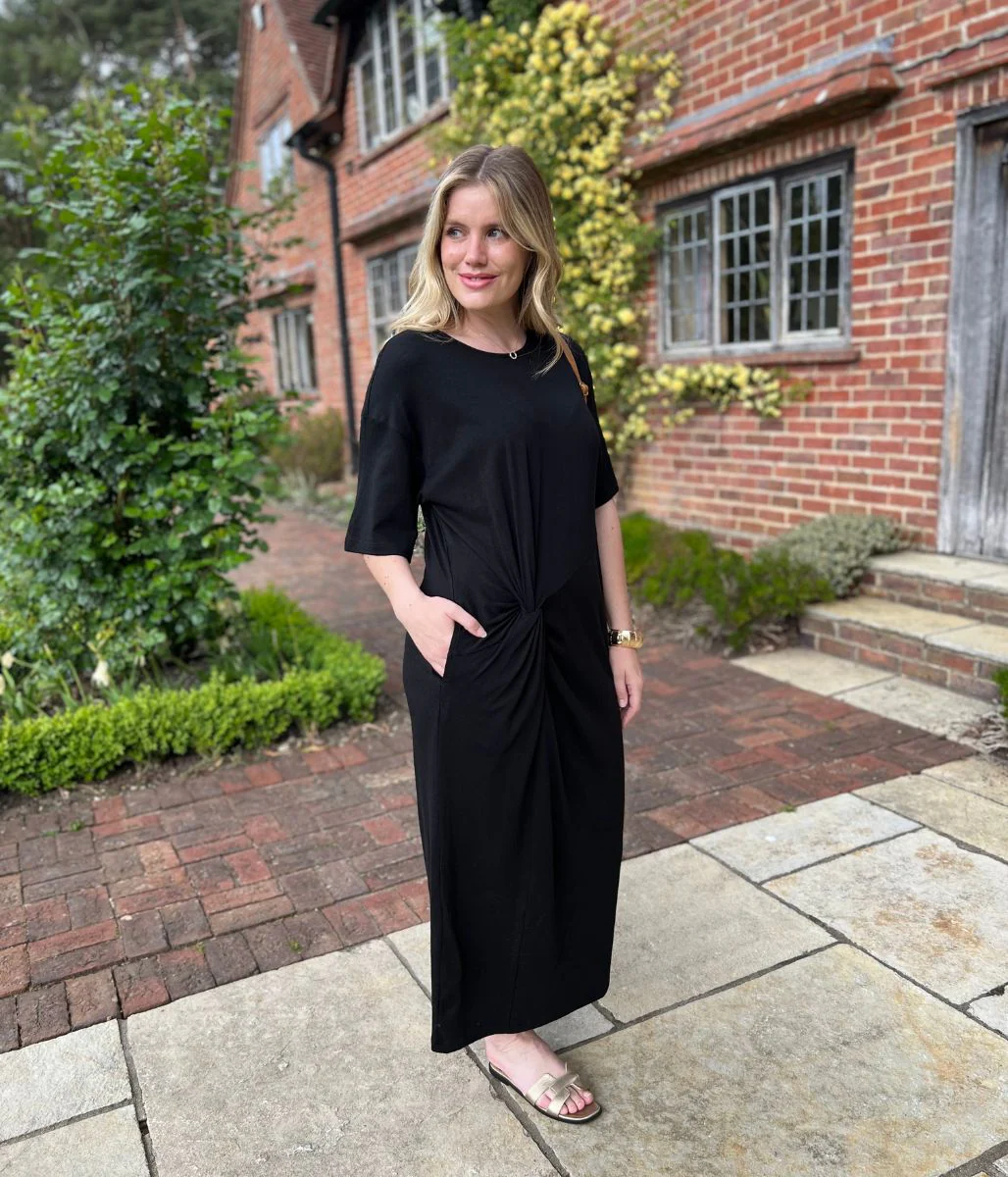 Black Jersey Twist T-Shirt Dress - Image 10