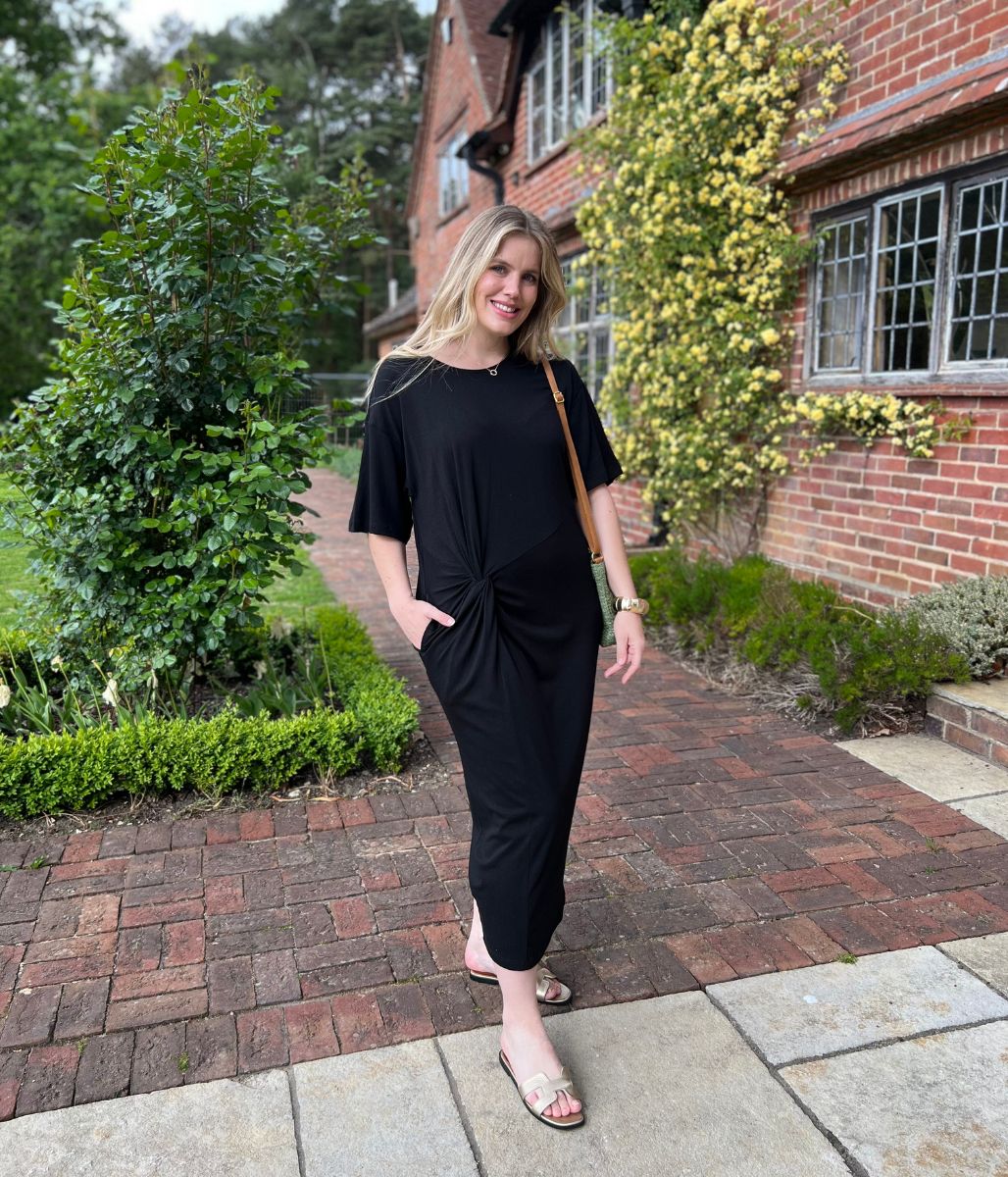 Black Jersey Twist T-Shirt Dress - Image 3