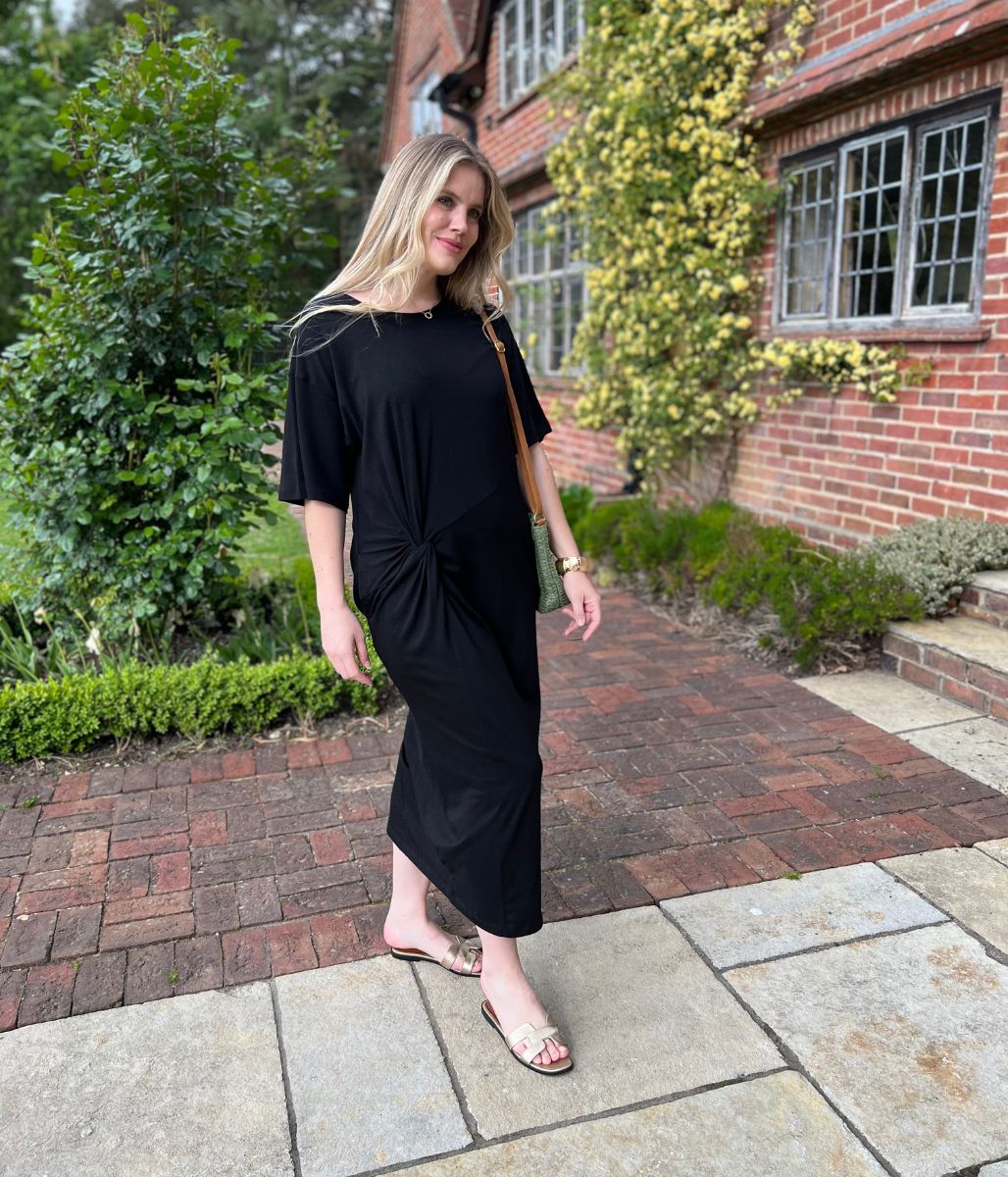 Black Jersey Twist T-Shirt Dress - Image 5