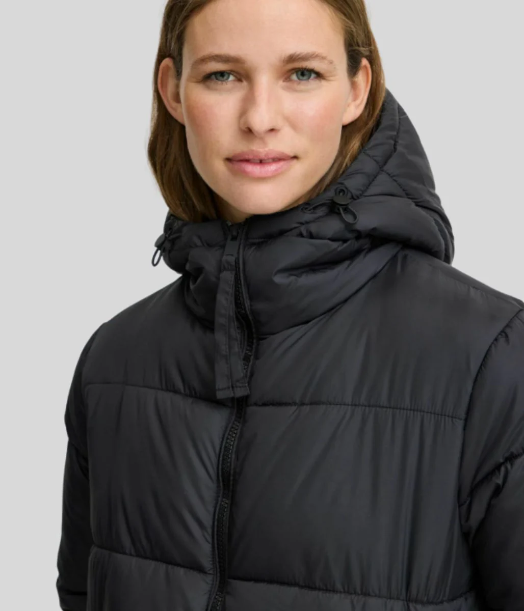 Black Long Hooded Puffer Coat - Image 4